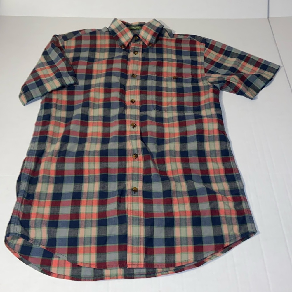 Orvis Men’s Size Medium Short Sleeve Plaid Multicolor Button Down Shirt